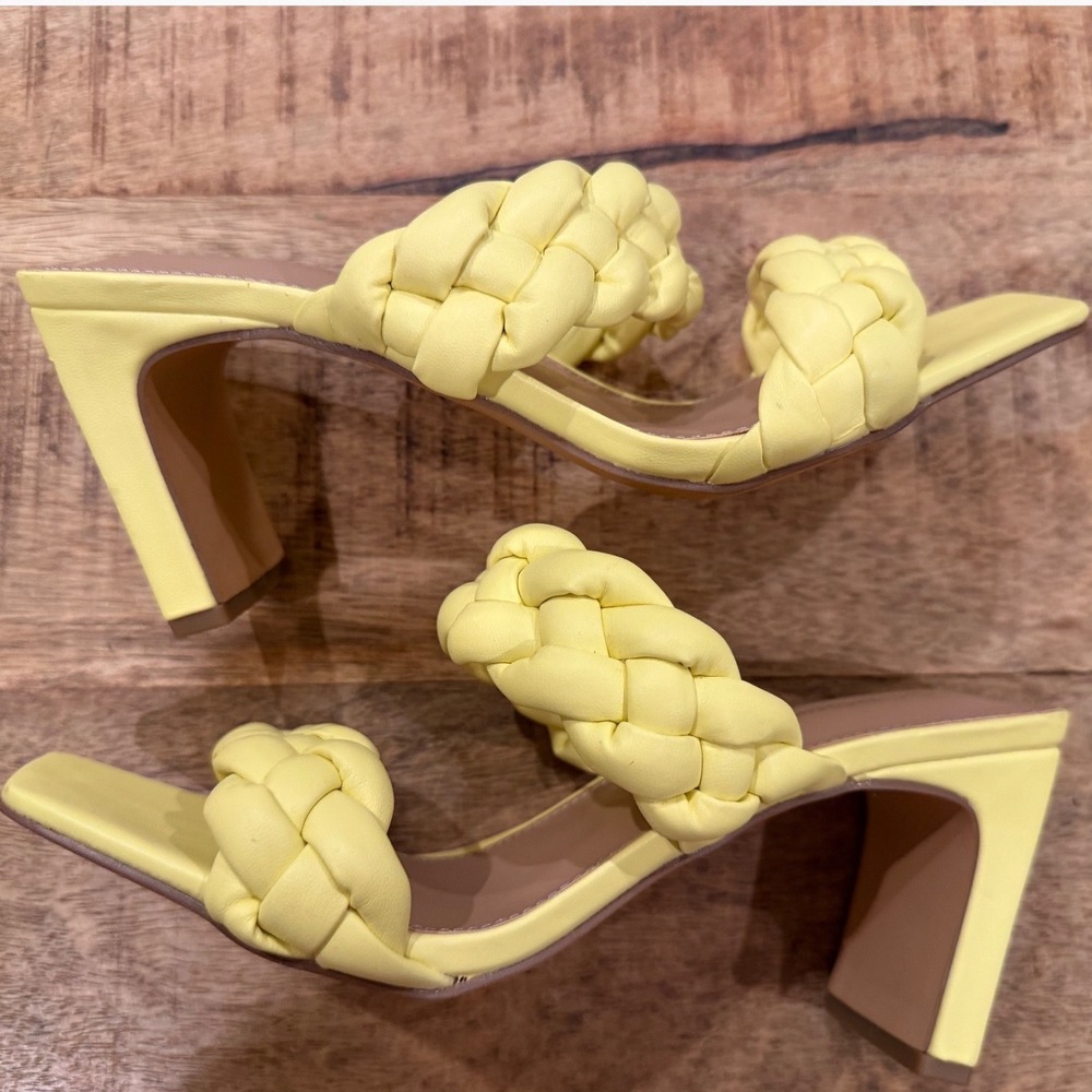 BCBG Yellow Braided Block Heels